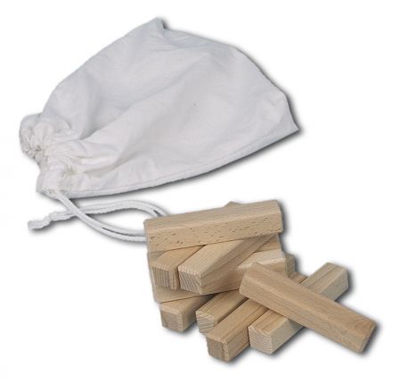 10 Oggetti in legno da Obbedienze in una borsa di lino eurodog