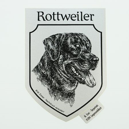 Adesivo stemma Rottweiler Lamina d'argento 75 x 110 mm per amanti della razza