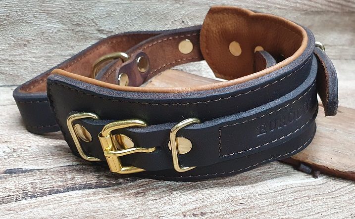 Collare in Pelle con Maniglia è accessori in ottone, firma Eurodog