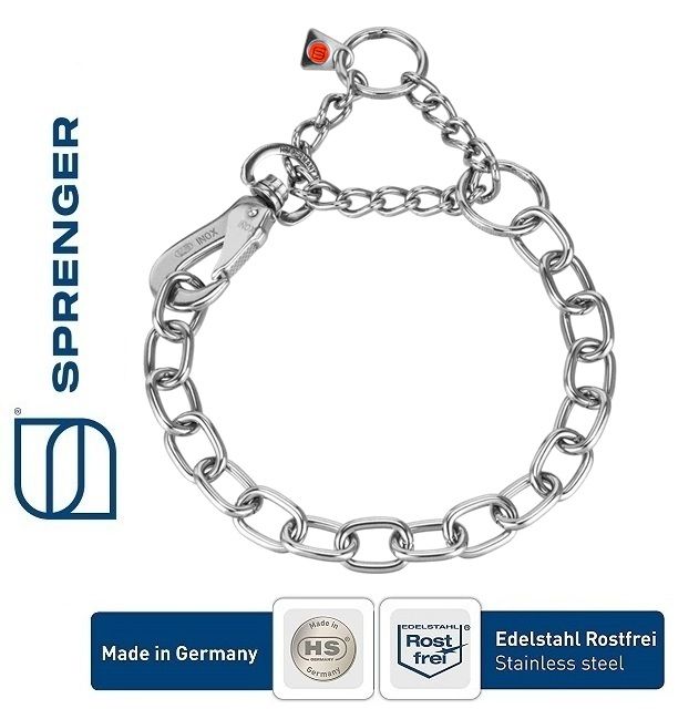 Collare maglia ovale a Martingala regolabile con gancio SPRENGER - Acciaio inossidabile, 4,0 mm