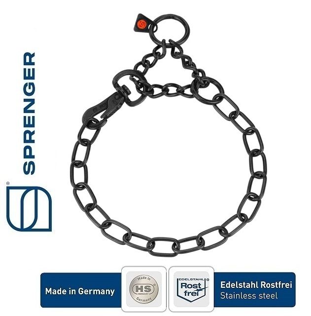 Collare Ovalina regolabile a Martingala con gancio SPRENGER, acciaio inox nero, 3,0 mm