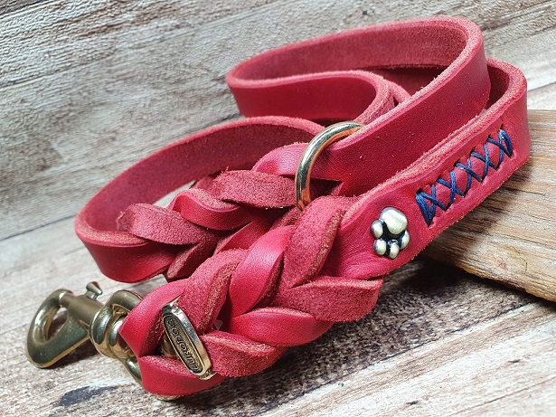 eurodog Guinzaglio in pelle intrecciata e cucito a mano con Decoro tutto personalizzato