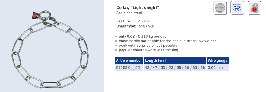 sprenger collare maglia lunga media, acciaio inossidabile