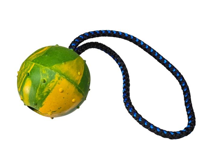 Pallina in gomma con maniglia in corda formazione IGP, 68mm