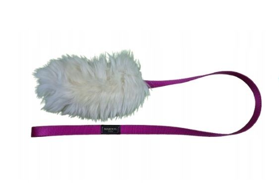 Peluche in pelliccia di pecora con guinzaglio per gioco del cane