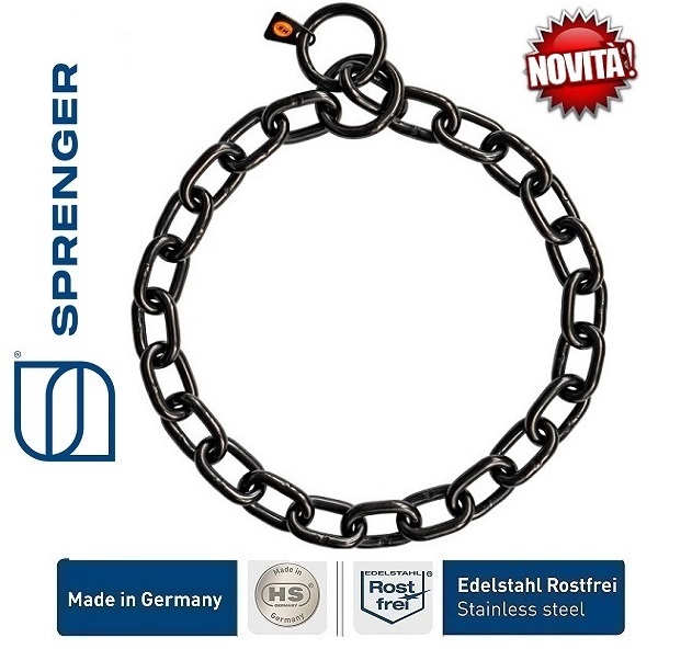 Sprenger Collare, extra forte maglia ovale- Acciaio inossidabile nero, 5,0 mm-eurodog