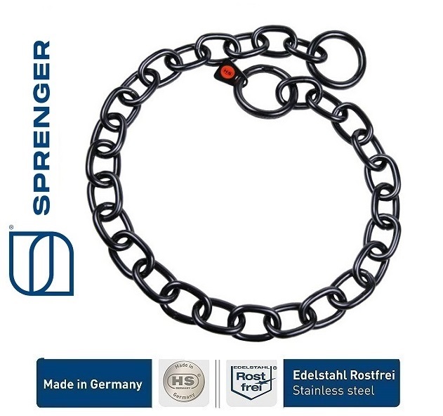 Sprenger Collare Nero Maglia Ovale, acciaio inox nero, 4.0 mm-eurodog