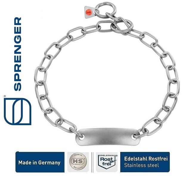 Sprenger Collare maglia Ovale Matt, con targhetta porta nome, 3.0 mm-eurodog